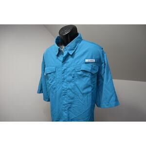 Habit Vented Fishing Shirt Blue Short Sleeve Camping Outdoors Mens Size 2XL XXL